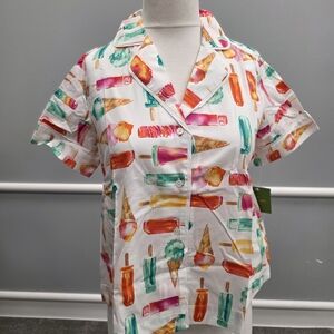 Kate Spade  Flavor of the Month Colorful Ice Cream Print Cropped Pajamas